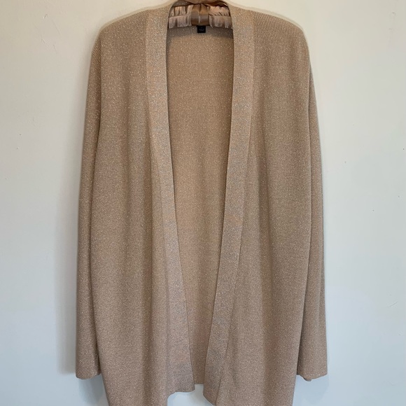 Ann Taylor Blush Metallic Silver Open Cardigan - Picture 1 of 8